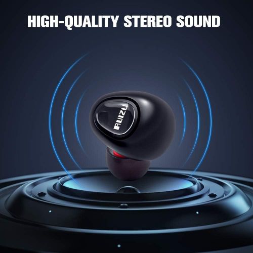  [아마존핫딜][아마존 핫딜] RUIZU True Wireless Earbuds TWS Stereo Wireless Headphones Bluetooth 5.0 in-Ear Headset with Strong Connection, Noise Cancelling Mini Earphones Charging Case IPX5 Waterproof 58H Playtime