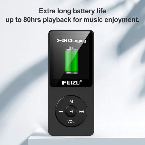  [아마존 핫딜] [아마존핫딜]RUIZU MP3 Player, 8GB Musikplayer mit Kopfhoerer, 80 Stunden Spielzeit, 1.8 Zoll Bildschirm Musik Spieler, Unterstuetzung FM Radio, Bilder, Aufnahmen, E-Buch, Erweitbar bis 128GB TF Karte