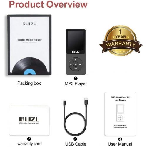  [아마존 핫딜] [아마존핫딜]RUIZU MP3 Player, 8GB Musikplayer mit Kopfhoerer, 80 Stunden Spielzeit, 1.8 Zoll Bildschirm Musik Spieler, Unterstuetzung FM Radio, Bilder, Aufnahmen, E-Buch, Erweitbar bis 128GB TF Karte