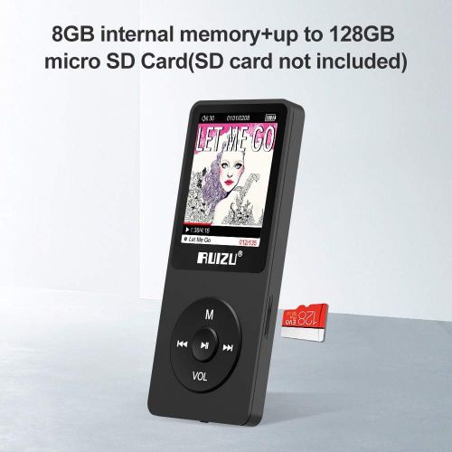  [아마존 핫딜] [아마존핫딜]RUIZU MP3 Player, 8GB Musikplayer mit Kopfhoerer, 80 Stunden Spielzeit, 1.8 Zoll Bildschirm Musik Spieler, Unterstuetzung FM Radio, Bilder, Aufnahmen, E-Buch, Erweitbar bis 128GB TF Karte