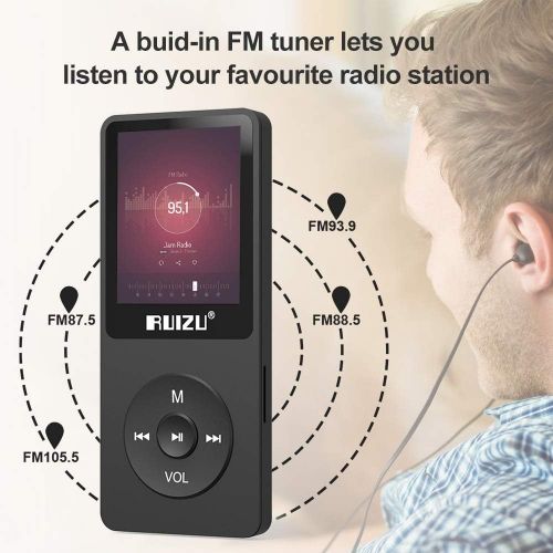  [아마존 핫딜] [아마존핫딜]RUIZU MP3 Player, 8GB Musikplayer mit Kopfhoerer, 80 Stunden Spielzeit, 1.8 Zoll Bildschirm Musik Spieler, Unterstuetzung FM Radio, Bilder, Aufnahmen, E-Buch, Erweitbar bis 128GB TF Karte