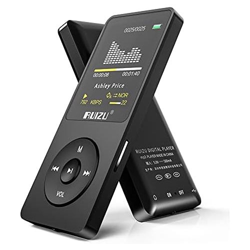  [아마존베스트]Mp3 Player,RUIZU X02 Ultra Slim Music Player,Long Battery Life Mp3 with FM Radio, Voice Recorder, Video Play, Text Reading, 80 Hours Playback and Expandable Up to 128 GB (Black)