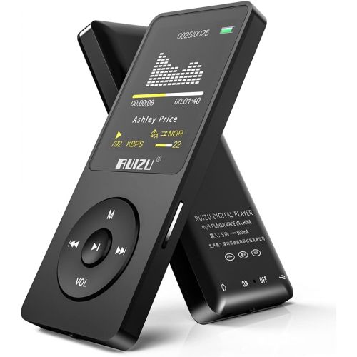  [아마존베스트]Mp3 Player,RUIZU X02 Ultra Slim Music Player,Long Battery Life Mp3 with FM Radio, Voice Recorder, Video Play, Text Reading, 80 Hours Playback and Expandable Up to 128 GB (Black)