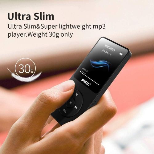  [아마존베스트]Mp3 Player,RUIZU X02 Ultra Slim Music Player,Long Battery Life Mp3 with FM Radio, Voice Recorder, Video Play, Text Reading, 80 Hours Playback and Expandable Up to 128 GB (Black)