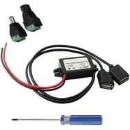 [아마존베스트]-Service-Informationen Runcci Yun Power Step-Down Transformer Buck Converter Voltage Regulator DC 12V to 5V 3A Voltage Converter with Dual USB for Car Motorcycle Motor Charger Audio Radio