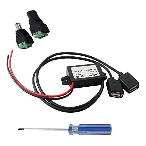  [아마존베스트]-Service-Informationen Runcci Yun Power Step-Down Transformer Buck Converter Voltage Regulator DC 12V to 5V 3A Voltage Converter with Dual USB for Car Motorcycle Motor Charger Audio Radio