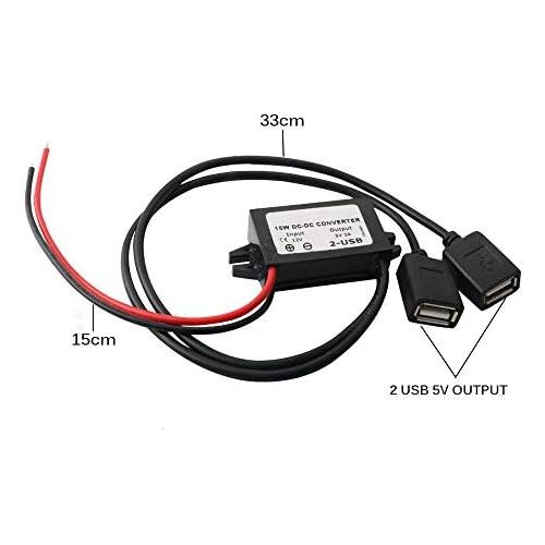  [아마존베스트]-Service-Informationen Runcci Yun Power Step-Down Transformer Buck Converter Voltage Regulator DC 12V to 5V 3A Voltage Converter with Dual USB for Car Motorcycle Motor Charger Audio Radio