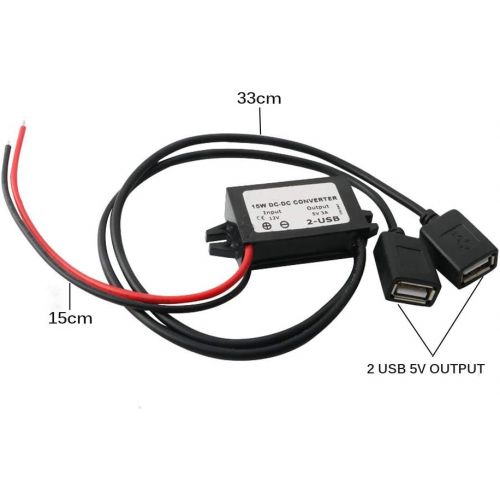  [아마존베스트]-Service-Informationen Runcci Yun Power Step-Down Transformer Buck Converter Voltage Regulator DC 12V to 5V 3A Voltage Converter with Dual USB for Car Motorcycle Motor Charger Audio Radio