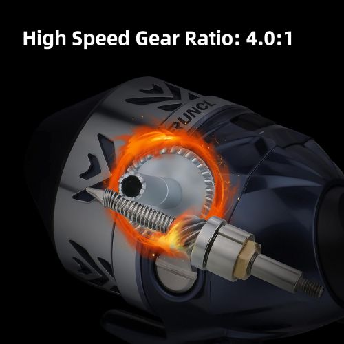  RUNCL Spincast Fishing Reel, Push Button Casting Design, High Speed 4.0:1 Gear Ratio, 5+1/7+1 Ball Bearings, 17.5 LB Max Drag, Reversible Handle for Left/Right Retrieve, Includes M