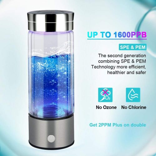  [아마존베스트]Runmind Hydrogen Water Bottle with PEM and SPE Technology, Up to 1600 PPB, Portable Hydrogen Generator Manufacturer, Glass Water Ionizer