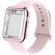 [아마존베스트]RUOQINI Smartwatch Band with Case Compatiable for Apple Watch Band, Silicone Sport Band and TPU Case for Series 4/3/2/1