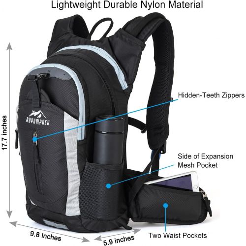  [아마존베스트]RUPUMPACK Insulated Hydration Backpack Pack with 2.5L BPA Free Bladder, Lightweight Daypack Water Backpack for Hiking Running Cycling, School Commuter, Fits Men, Women, Kids, 18L