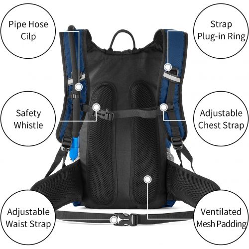 RUPUMPACK Insulated Hydration Backpack Pack with 2.5L BPA Free Bladder, Lightweight Daypack Water Backpack for Hiking Running Cycling, School Commuter, Fits Men, Women, Kids, 18L