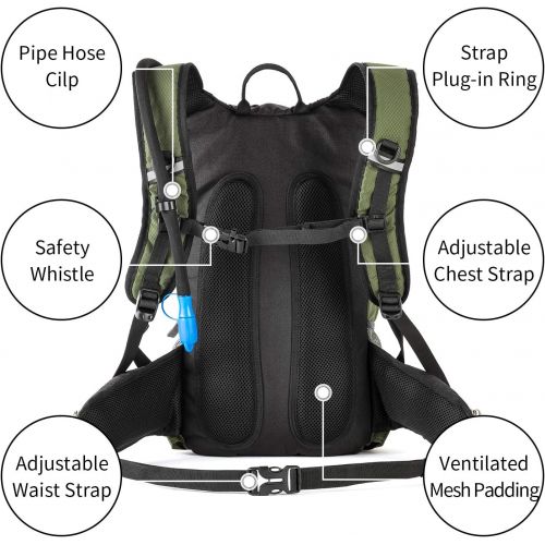  RUPUMPACK Insulated Hydration Backpack Pack with 2.5L BPA Free Bladder, Lightweight Daypack Water Backpack for Hiking Running Cycling Camping, Commuter, Fits Men, Women, Kids, 18L