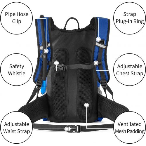  RUPUMPACK Insulated Hydration Backpack Pack with 2.5L BPA Free Bladder, Lightweight Daypack Water Backpack for Hiking Running Cycling Camping, Commuter, Fits Men, Women, Kids, 18L