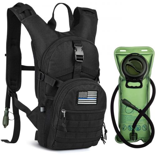  RUPUMPACK Tactical Molle Hydration Backpack with 2L Water Bladder, Military Daypack for Hiking, Running, Biking