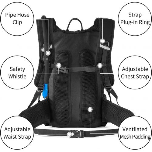  RUPUMPACK Insulated Hydration Backpack Pack with 2.5L BPA Free Bladder, Lightweight Daypack Water Backpack for Hiking Running Cycling Camping, Commuter, Fits Men, Women, Kids, 18L