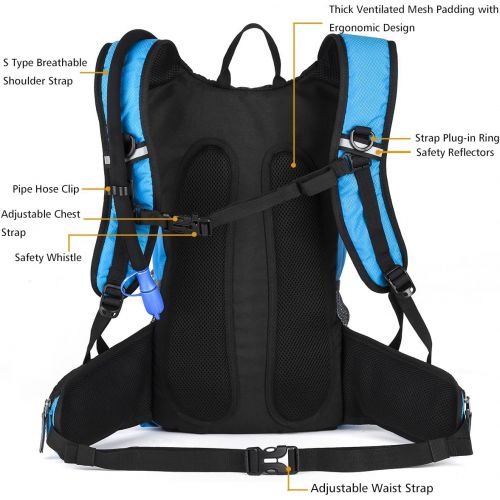  RUPUMPACK Insulated Hydration Backpack Pack with 2.5L BPA Free Bladder, Lightweight Daypack Water Backpack for Hiking Running Cycling Camping, Commuter, Fits Men, Women, Kids, 18L