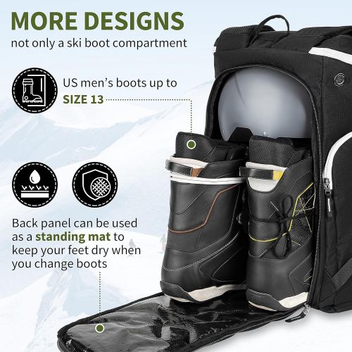  RUPUMPACK Ski Boot Bag 45L Compact Waterproof Snowboard Boots Backpack for Helmet Jacket Goggles Gloves Ski Gear Bag