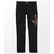 RUSTIC DIME Rustic Dime Cherry Blossom Embroidered Black Jeans