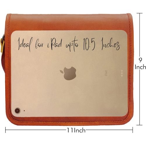  [아마존베스트]Rustic Town 11 inch (Small) Vintage Crossbody Genuine Leather iPad Messenger Bag (For 10.5 inch iPad Pro)