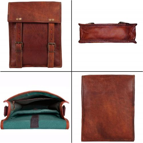  [아마존베스트]Rustic Town Leather Satchel iPad Tablet Bag - Leather Saddle Bag Purse - Small iPad Shoulder Bag for Men and Women (11 inches, Brown)