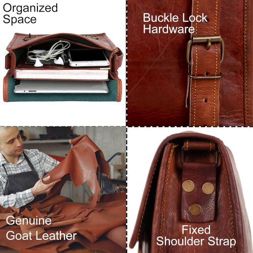  [아마존베스트]Rustic Town Leather Satchel iPad Tablet Bag - Leather Saddle Bag Purse - Small iPad Shoulder Bag for Men and Women (11 inches, Brown)