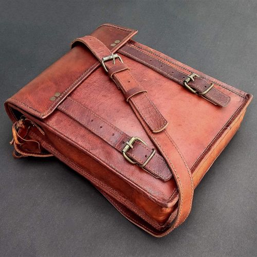  [아마존베스트]Rustic Town Leather Satchel iPad Tablet Bag - Leather Saddle Bag Purse - Small iPad Shoulder Bag for Men and Women (11 inches, Brown)