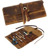 [아마존베스트]Leather Tool Roll Up Pouch - Leather Tool Wrench Roll / Chisel Bag by Rustic Town