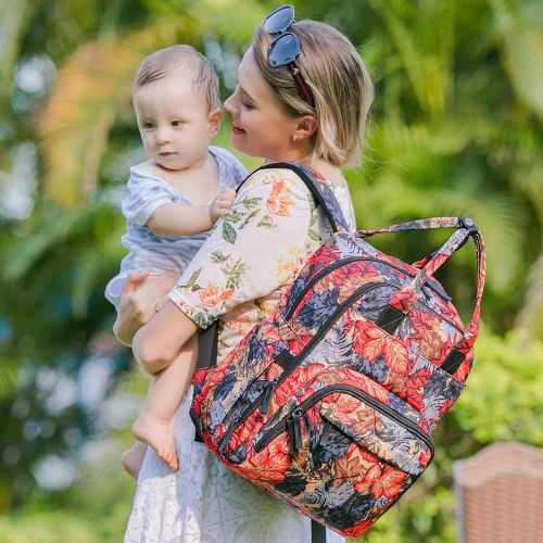  [아마존 핫딜]  [아마존핫딜]RUVALINO Diaper Bag Backpack Large Floral Fashion Maternity Baby Bags Waterproof Nappy...