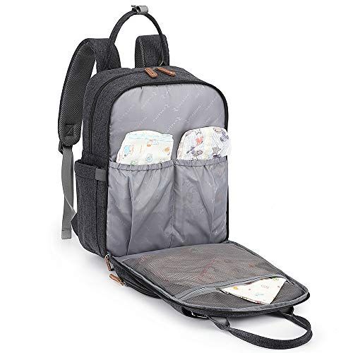  Diaper Bag Backpack, RUVALINO Multifunction Travel Back Pack Maternity Baby Changing Bags, Large Capacity, Waterproof and Stylish, Dark Gray
