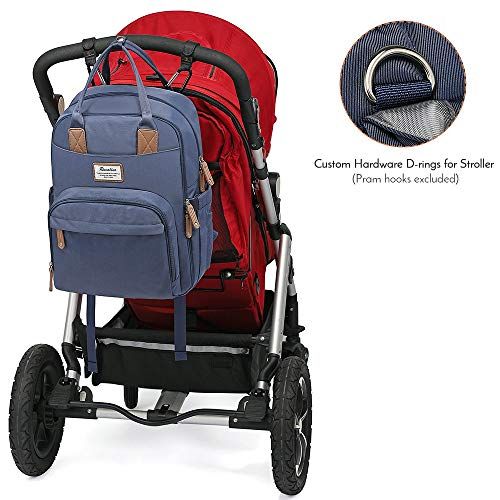  Diaper Bag Backpack, RUVALINO Multifunction Travel Back Pack Maternity Baby Changing Bags, Large Capacity, Waterproof and Stylish, Navy Blue