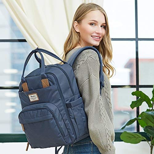  Diaper Bag Backpack, RUVALINO Multifunction Travel Back Pack Maternity Baby Changing Bags, Large Capacity, Waterproof and Stylish, Navy Blue