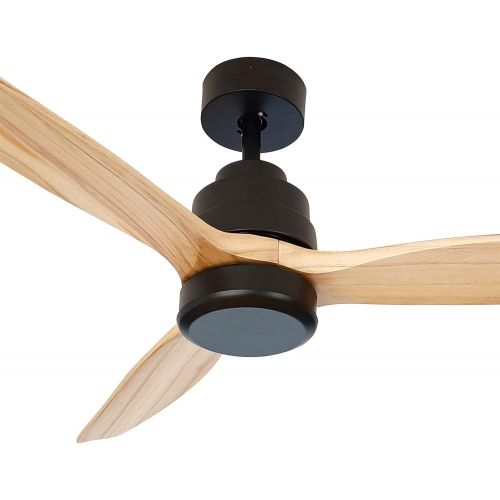  RUXUHSNDQ Iron Ceiling Fan, With Light, With Remote Control, 3 Color Temperature LED Lights, 6-Speed Scheduling, Timing, 3 Wooden Blades, Diameter 132 cm, 40 W DC Silent Motor (Woo