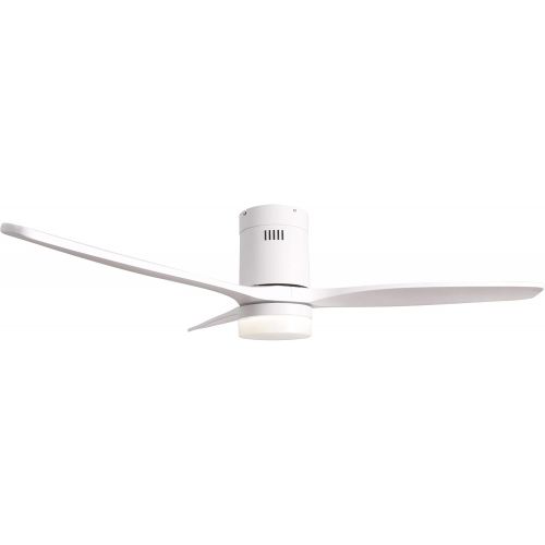  RUXUHSNDQ 52 Inch Flush Mount Fandelier Ceiling Fan With Light and Remote Control,White Farmhouse Ceiling Fan With LED Light for Live Room Bedroom,3 Wooden Blades, 6 Speed Adjustab