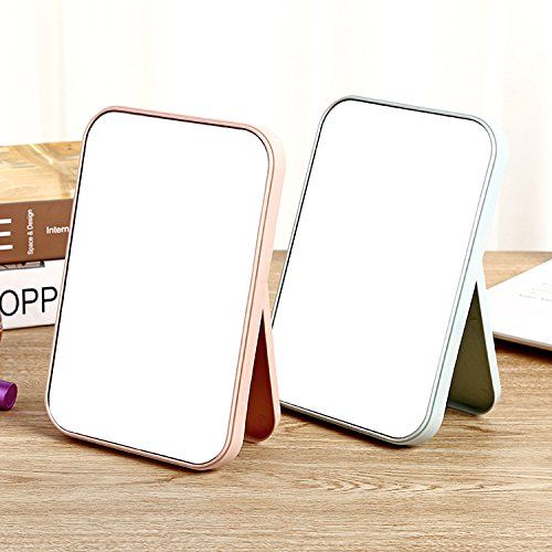  RUYA Foldable Tabletop Vanity Mirror for Bathroom Bedroom Desk Folding Cosmetic Makeup Mirrors (Pink)