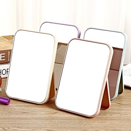  RUYA Foldable Tabletop Vanity Mirror for Bathroom Bedroom Desk Folding Cosmetic Makeup Mirrors (Pink)