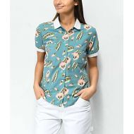 RVCA Pelletier Kingdom Floral Blue Button Up Shirt