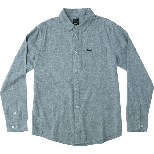  RVCA New Mens Curren Static LS Shirt Long Sleeve Cotton Grey