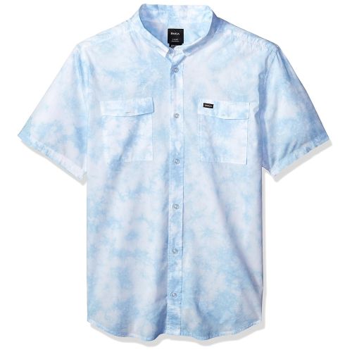  RVCA Mens Destroy Short Sleeve Woven Button Down Shirt