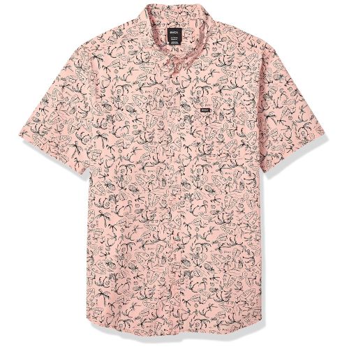  RVCA Mens Sketchy Palms Short Sleeve Woven Button Front Shirt
