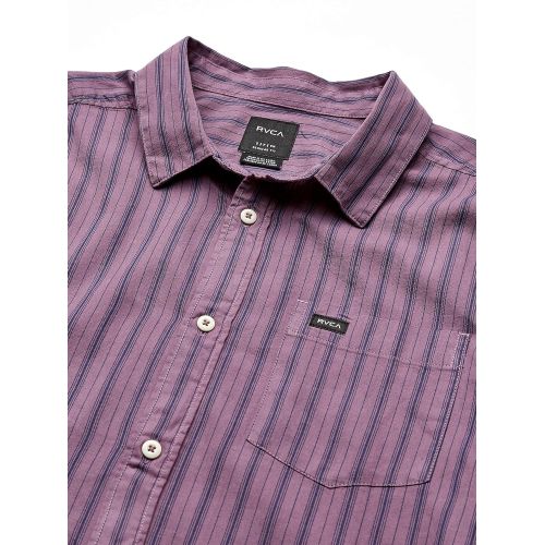  RVCA Mens Shuffle Stripe Short Sleeve Woven Button Front Shirt