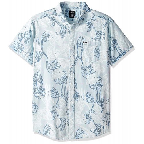  RVCA Mens Dead Flag Floral Short Sleeve Woven Button Front Shirt