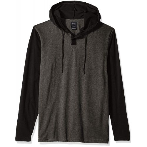  RVCA Mens Pick Up Hooded Long Sleeve Henley Shirt