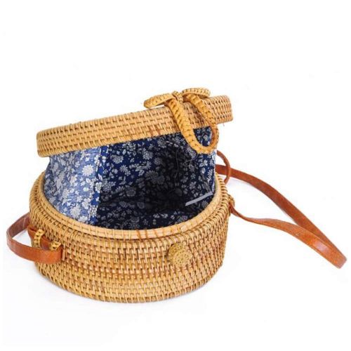  RVXHC Womens Handbags Women Top Handbags Crossbody Bag Round Straw Bag Handmade Women Hand Bag Stylish Girls Tote Beach Bag for Travel Or Any Other Daily Occasions (Color : Primary Color