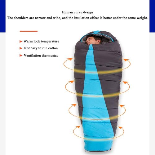  RWHALO Mummy-Style Outdoor Sleeping Bag Adult Thickening Indoor Anti-Dirty Adult Camping Travel Single Cold Winter Warm
