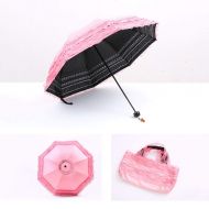RXY-UMBRELLA Five-Layer Lace Umbrella Vinyl Princess Sunscreen Folding Parasol (Color : Peach Blossom)