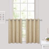 [아마존베스트]RYB HOME Window Tier Curtains - Thermal Insulated Short Panels for Kids Room, Sunlight Block Kitchen Valance Sets, Home Decor Children Gifts for Bedroom Cafe Nursery, Black, 52 x 6