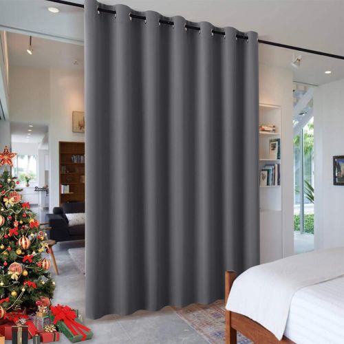  RYB HOME Privacy Modern Room Divider Panel Premium Contemporary Portable Silver Ring Top Room Divider Screen Partition for OfficeApartment, 8 Foot Tall x 10 Foot Wide, Black, 1 Pa