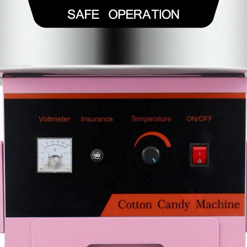  RYFT Ryan Pink Commercial Cotton Candy Machine, Electric Candy Floss Maker,20.5 inch Cotton Candy Maker with Cart